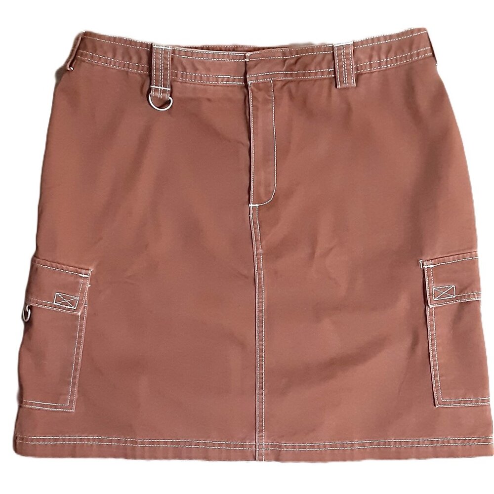 Dockers Woman's Denim Skirt Size 12, Brown, Cargo Pockets, belt loops